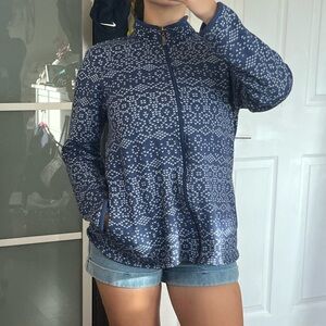 Stan Herman Navy mini hearts patterned zip up jacket